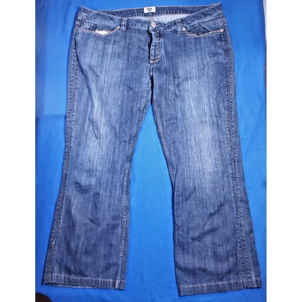 Vintage ANTIK DENIM Men's Jeans Button Fly Blue Jeans Metal studs  Size 42
